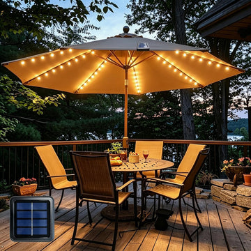 Patio Umbrella Lights Cordless 120 LED Table Umbrella Lights Solar Powered Waterproof Parasol String Lights for 7-11