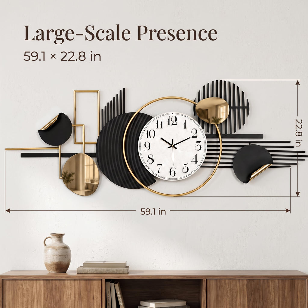 60" Large Modern Wall Clock, 3D Metal Wall Art