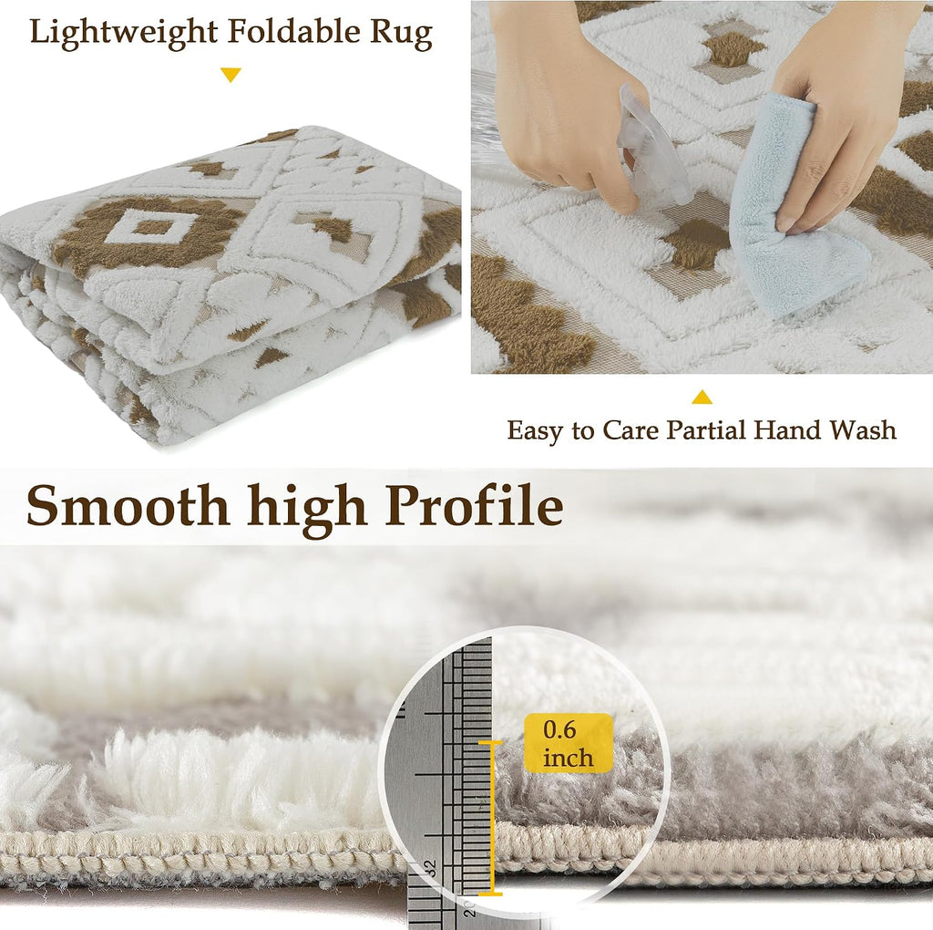8x10 Brown Shag Area Rug Soft Washable Carpet