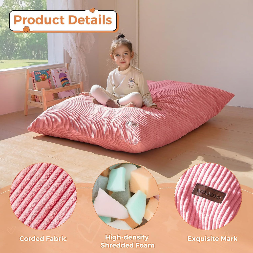 3 in 1 Kids Bean Bag Chair, Comfy Floor Sofa with Removed Cover