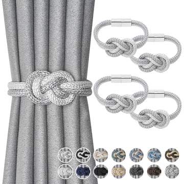 Mini Magnetic Curtain Tiebacks Nordic Simple Style Drape Tie Backs Elegant Hand Weave Rope Knot Decorative - 4 Pack