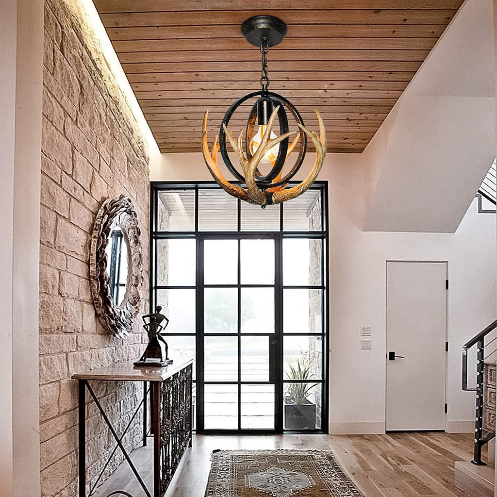 Rustic Antler Chandelier with Resin 4 Antlers