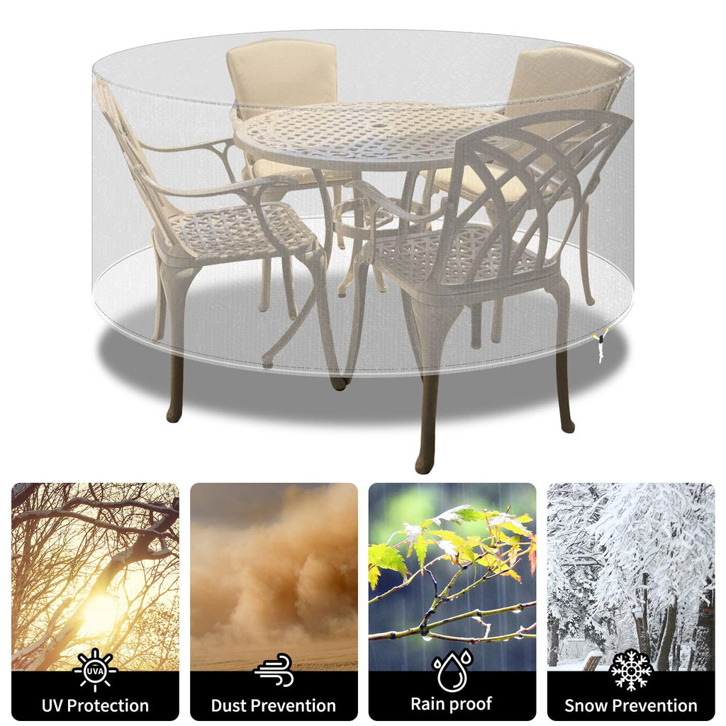 Outdoor Transparent Furniture Covers Round Patio Table Cover Waterproof - Garden Furniture Set Covers Circular Table