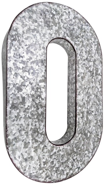 20" Metal Letter O Wall Decor, Silver with Rusted Edges, Galvanized Wall Mountable Decoration for Country