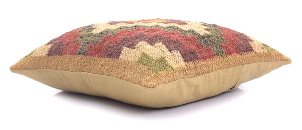 4 PCS Set of Hand Woven Jute Kilim Cushion Cover Indian Vintage Pillows 18X18 Rug Boho Shams (Pattern 2)