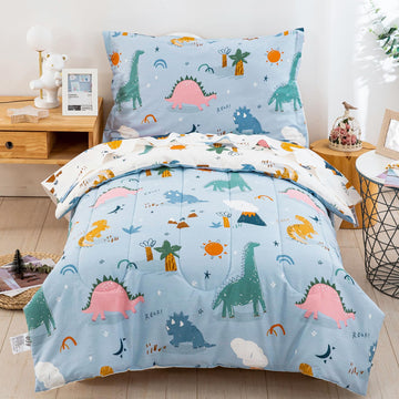 Cotton Toddler Bedding Set, 4 Pieces Bed Comforter Set for Boys Girls