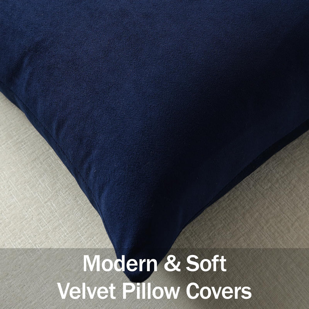 Throw Pillow Covers 22x22 Navy Blue: Pack of 2 Cozy Soft Velvet Square Modern Luxury Decorative Throw Pillow Cases