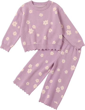 Toddler Girls Jacquard Sweater Set 2 Piece Outfit