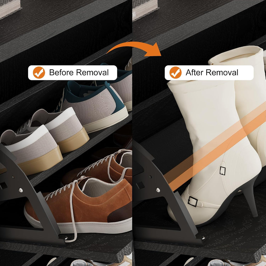 Fluted Shoe Cabinet Storage with 3 Flip Drawers, Wooden Fluted Narrow Shoe Organizer with Adjustable and Removable
