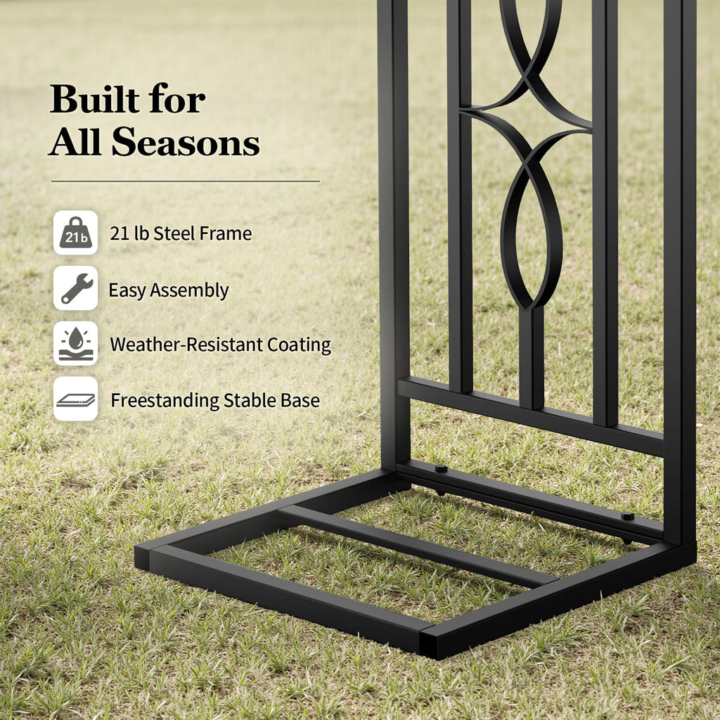 Metal Garden Arch, Heavy Duty Garden Trellis for Climbing Plants, with Enlarged Base for Stability, Ideal for Wedding