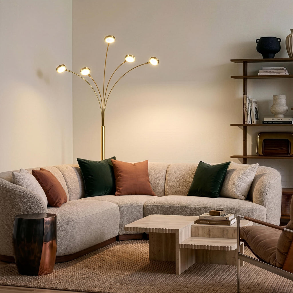 Orion Arc Floor Lamp, Tree Floor Lamp with 5 Adjustable Arms, Multi-Head Standing Lamp with Flexible Rotating LED