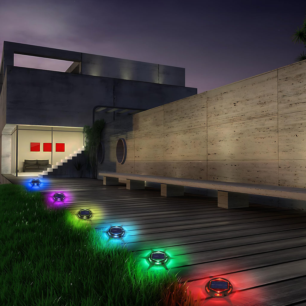 Solar Deck Light Outdoor, 12 Pack 9 Colors in 1 Solar Driveway Dock Lights, IP67 Waterproof Solar Powered Outdoor