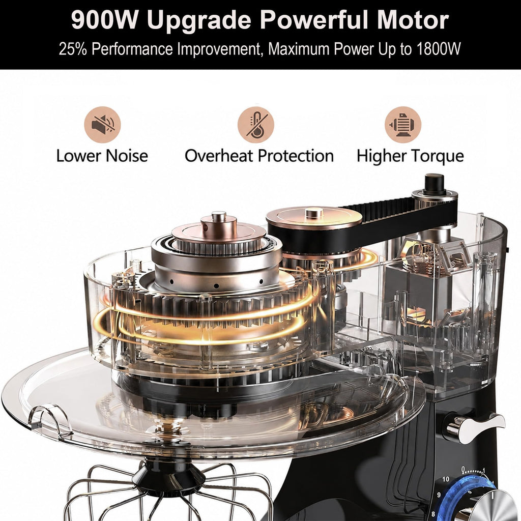 Stand Mixer 8.5 QT, 900W Heavy Dough Mixer White
