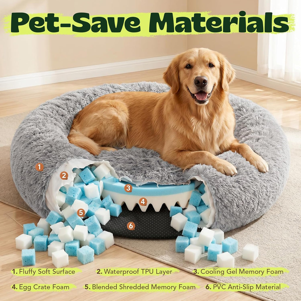 Memory Foam Orthopedic Dog Beds for Extra Large Size Dogs, Grey