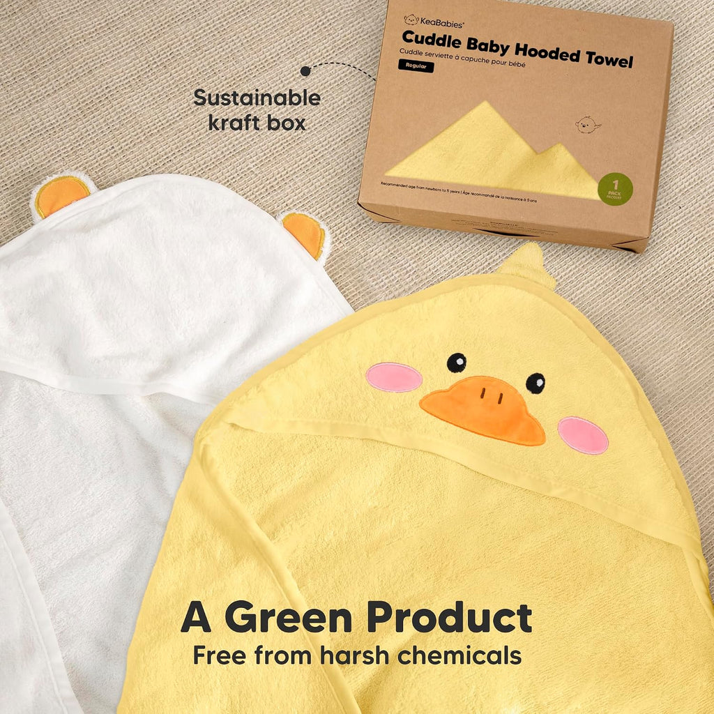 Hooded Baby Towel for Newborn, Baby Bath Towels (Duck, 35x35)