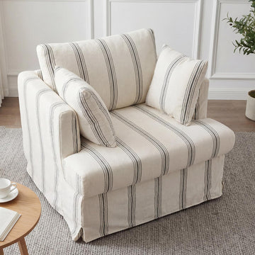 Coastal Accent Armchair, 40", Chenille, Black Stripe