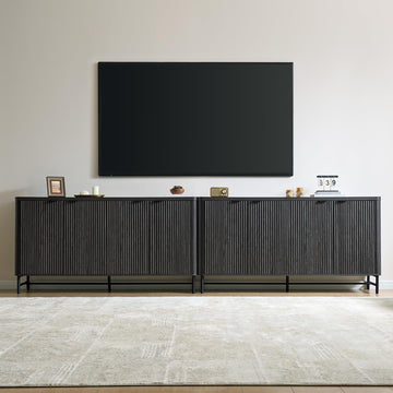 65" Large Sideboard Buffet Cabinet with Storage, Set of 2 Modern Fluted Credenza Accent Coffee Bar Console Tables