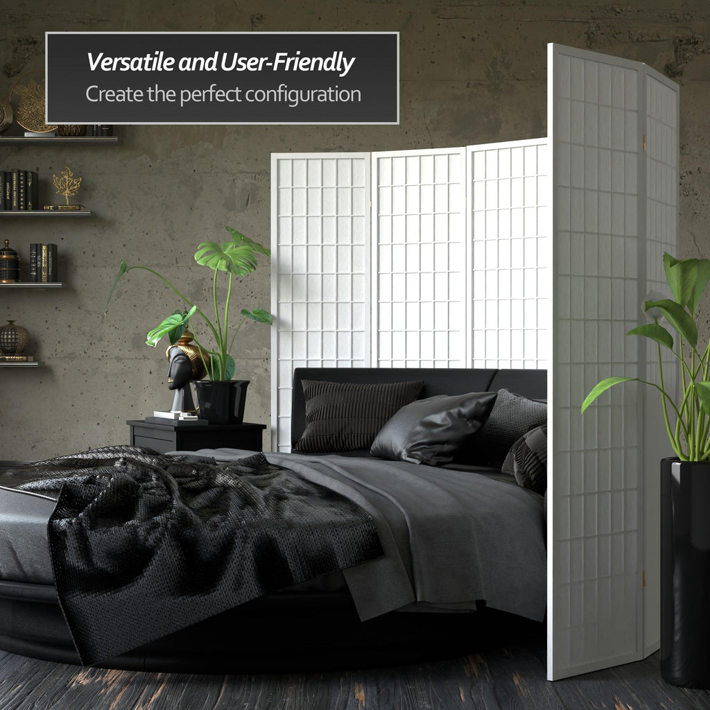 6 ft. Tall Window Pane Shoji Screen - White - 3 Panels