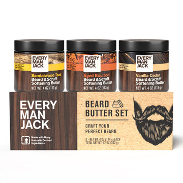 Beard Softening Butter Gift Set for Men, Variety Pack of 3