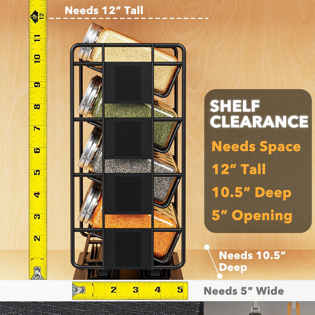 Pull Out Spice Rack Organizer with 20 Jars, Heavy Duty Slide Out Seasoning Organizer Cabinets, with 801 Labels