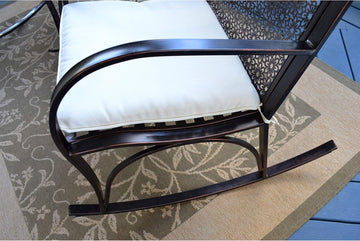 Outdoor Oiled Copper Finished Metal Garden Rocking Chair with Cushion Black Shabby Chic Traditional Vintage Included