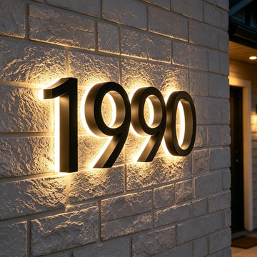 Custom LED House Numbers for Outside, Stainless Steel & Waterproof Backlit Address Sign, Solar or Plug-in Powered
