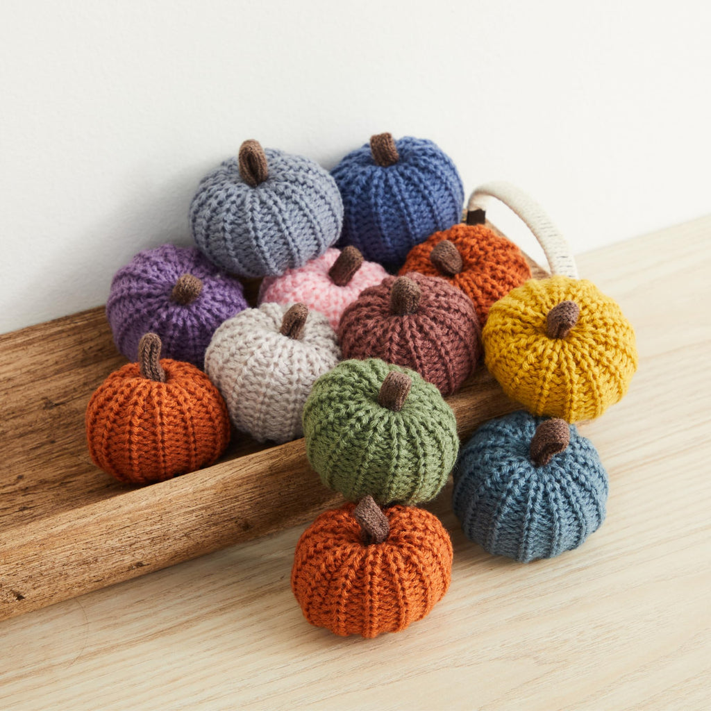 Mini Knit Pumpkins Set of 12, Warm Pumpkin Colors (Mini Assorted Set 12)