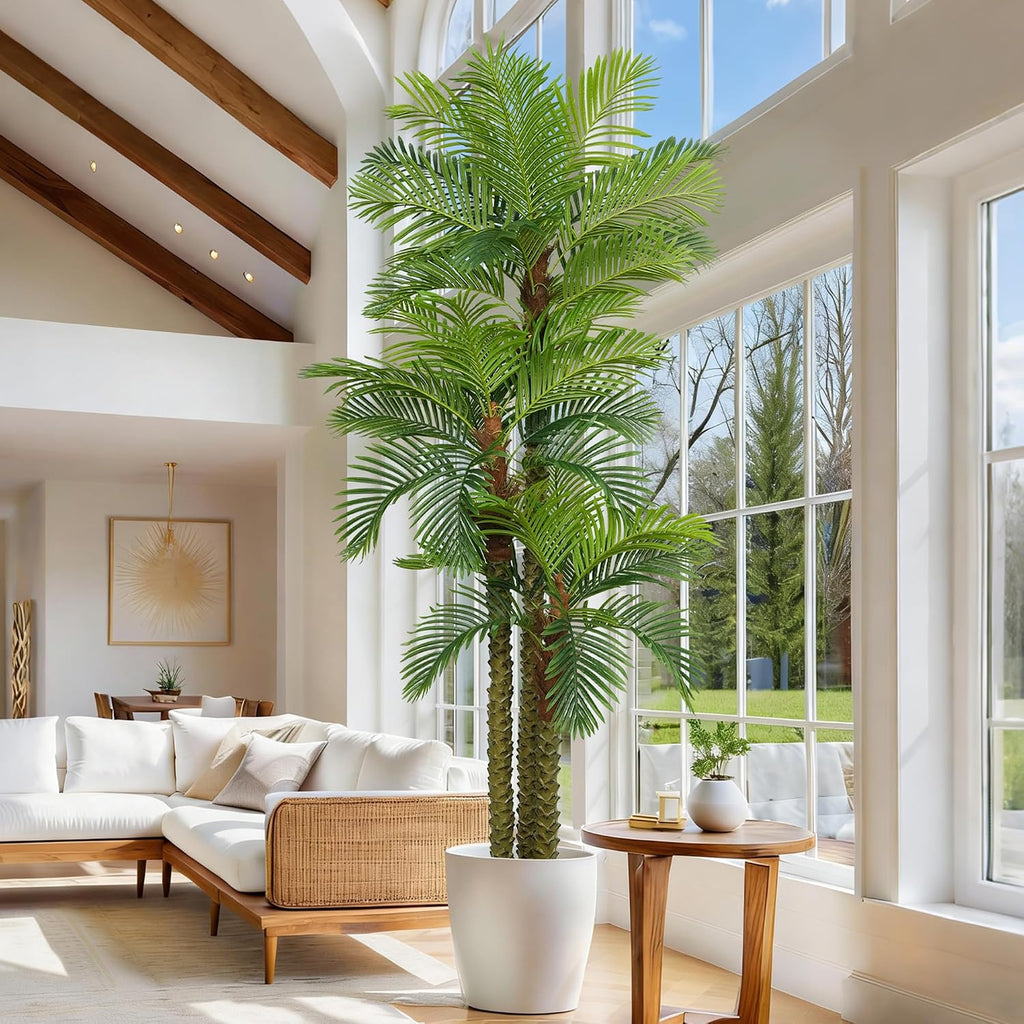 Palm Tree 9FT Tall Large Faux Trees with Realistic Leaves, Fake Floor Potted Artificial Plants Living Room Decor