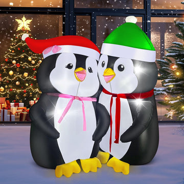 Christmas Inflatables Outdoor Decorations, with Rotating Colored Light+LED Lights, Large Blow Up Yard Decor, Christmas