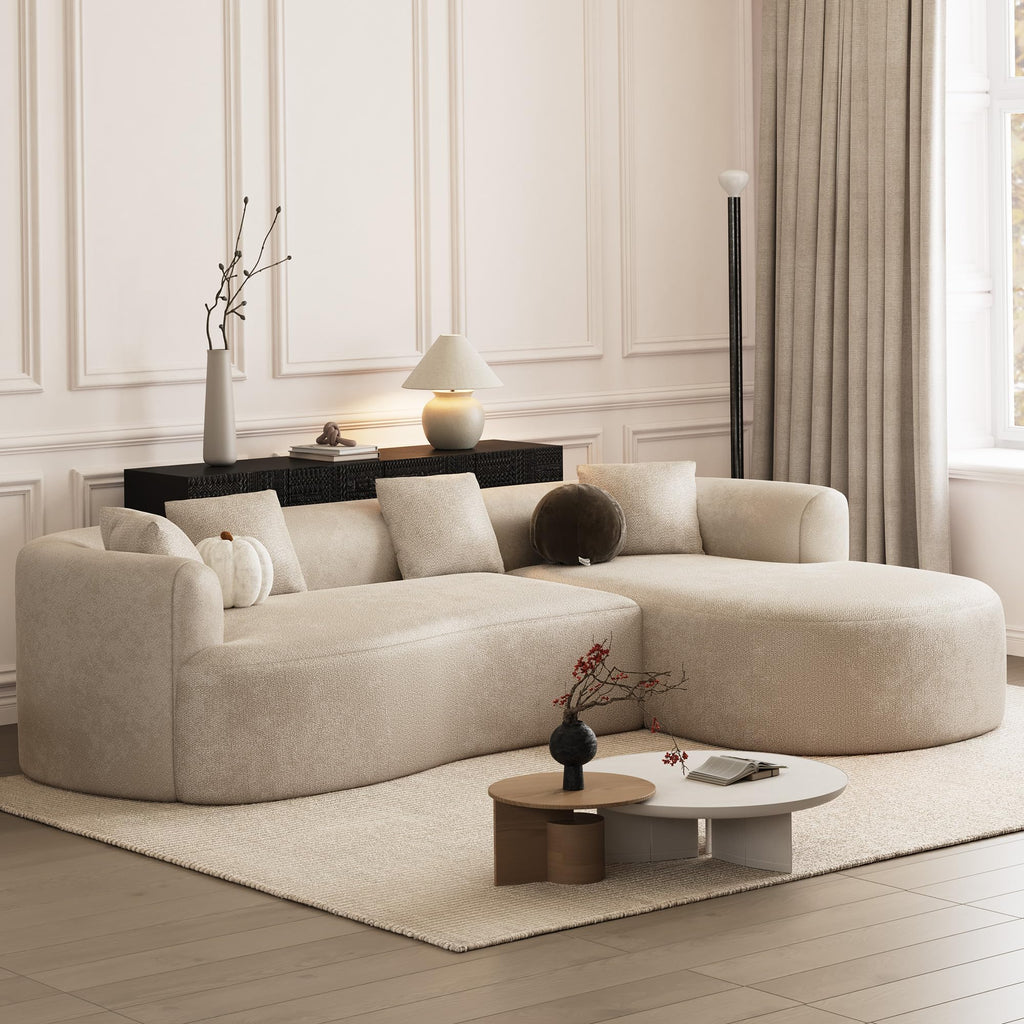 111" Oversized Boneless L-Shaped Sectional Sofa, Light Brown