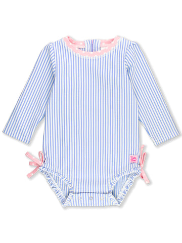 Baby Girls Seersucker Rash Guard - One Piece Swimsuit UPF 50+