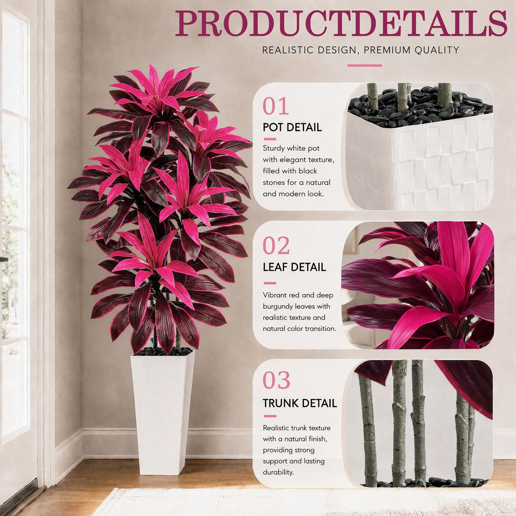 Artificial Purple Dracaena Tree 6FT, Tall Fake Plants Indoor