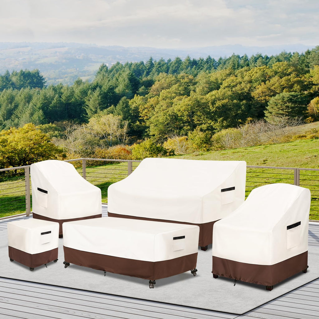 Waterproof Patio Ottoman Cover, Square Patio Small Side Table Cover, Heavy Duty Outdoor Furniture Cover Size 22L x 22W