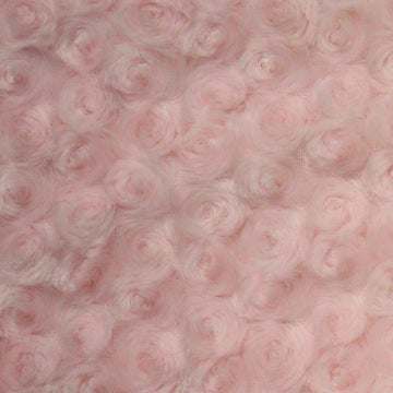 Swirl Rose Bud Fluff Minky Fur Fabric - Sold by The Yard - 58"/ 60" - Light Pink