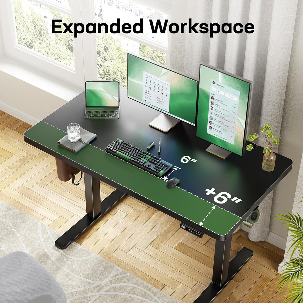 55 x 30 Electric Standing Desk with One-Piece Desktop, Sit Stand Desk with Thickened Tabletop, Height Adjustable