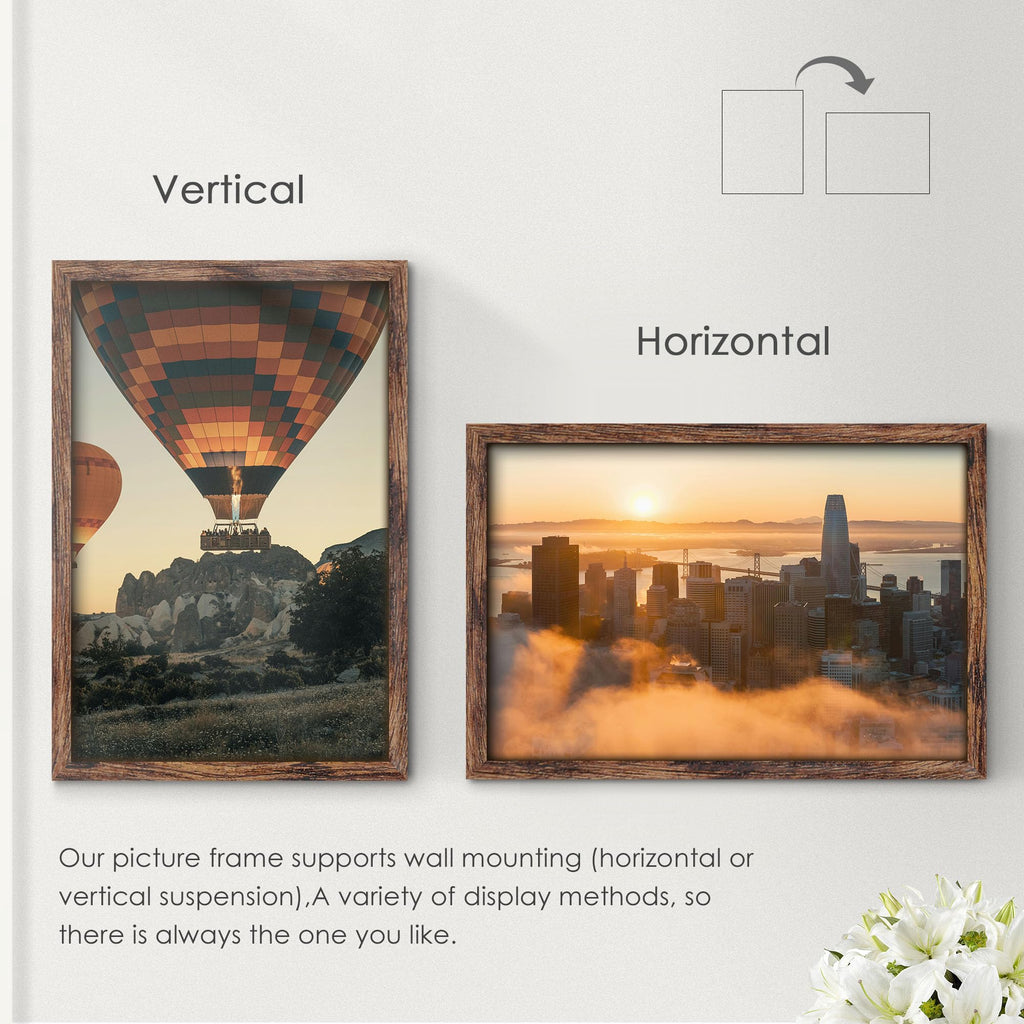 24x36 Poster Frame Brown, with Plexiglass and Wall Mounting, 1 Pack