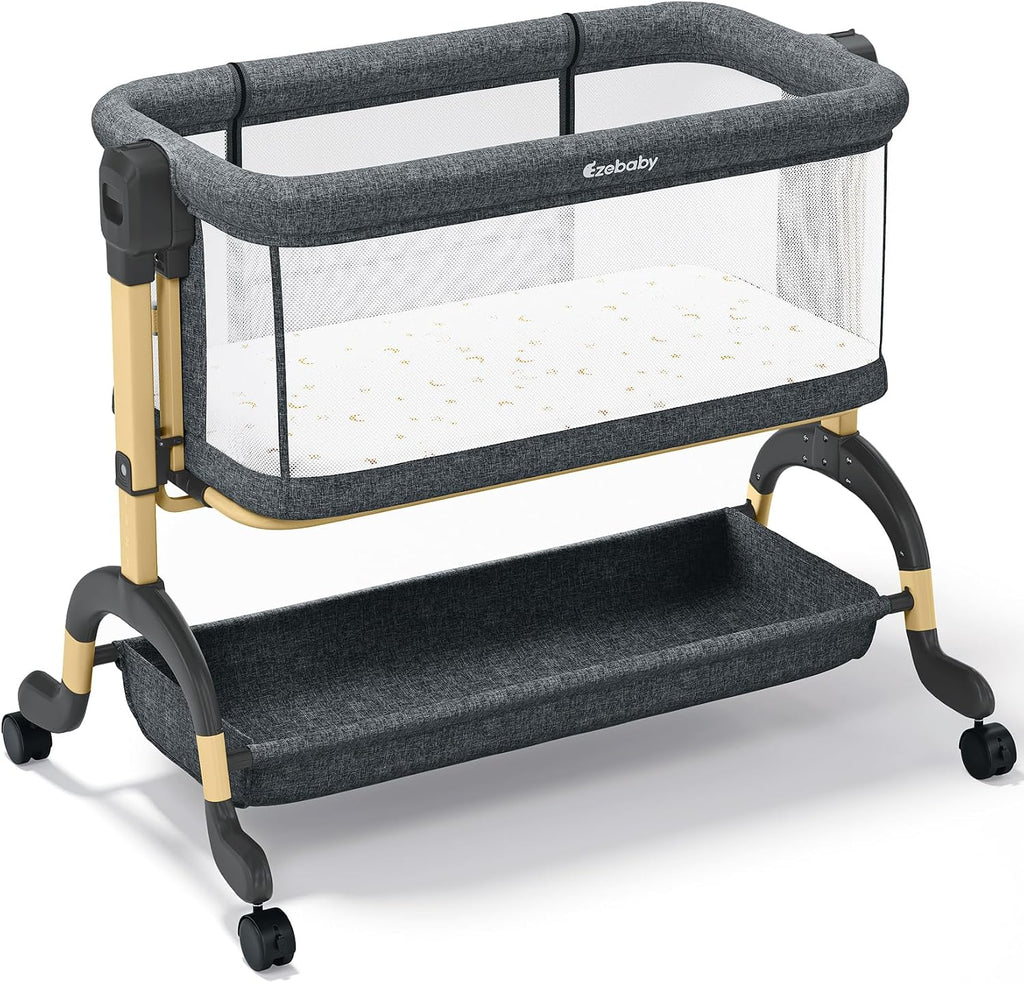 3-in-1 Baby Bassinet Bedside Sleeper, Full Mesh Sides Rocking Bassinet | Bassinet with Comfy Mattress and Sheet, 7