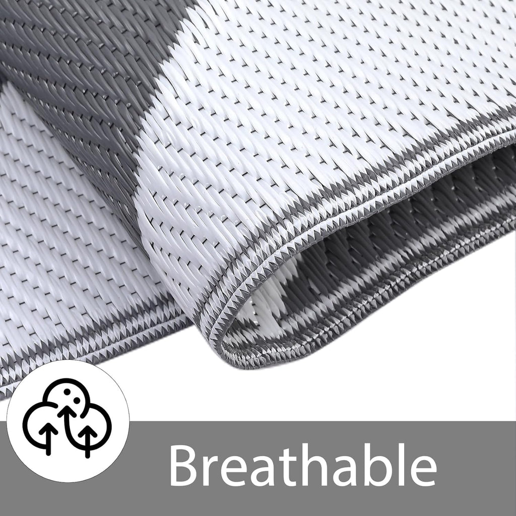 Outdoor Rug, Reversible Waterproof Plastic Patio Mat, UV Resistant Large Floor Mat with Carry Bag, P
