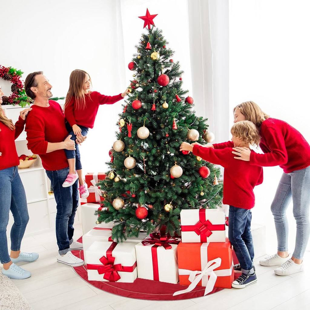 72 Inch red Tree Skirt for 7.5-12 Ft Tree Christmas Red Velvet Fur Plush Luxury Tree Skirt Large for Merry Christmas