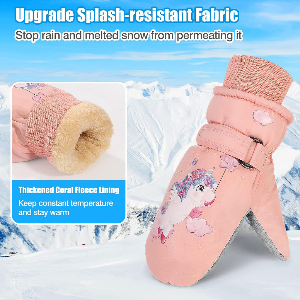 Kids Skiing Gloves, Toddler Mittens, Waterproof Mitten for Boys Girls
