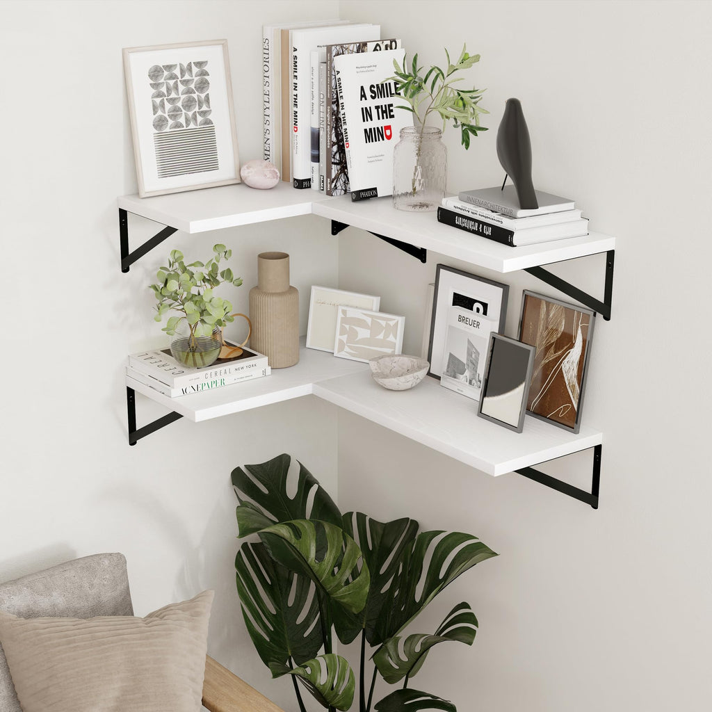 Deep Floating Shelves - 16 Inch Wide x 12 Inch Deep White Wall Shelves Set of 2-12 Inch Deep White Wood Shelves for