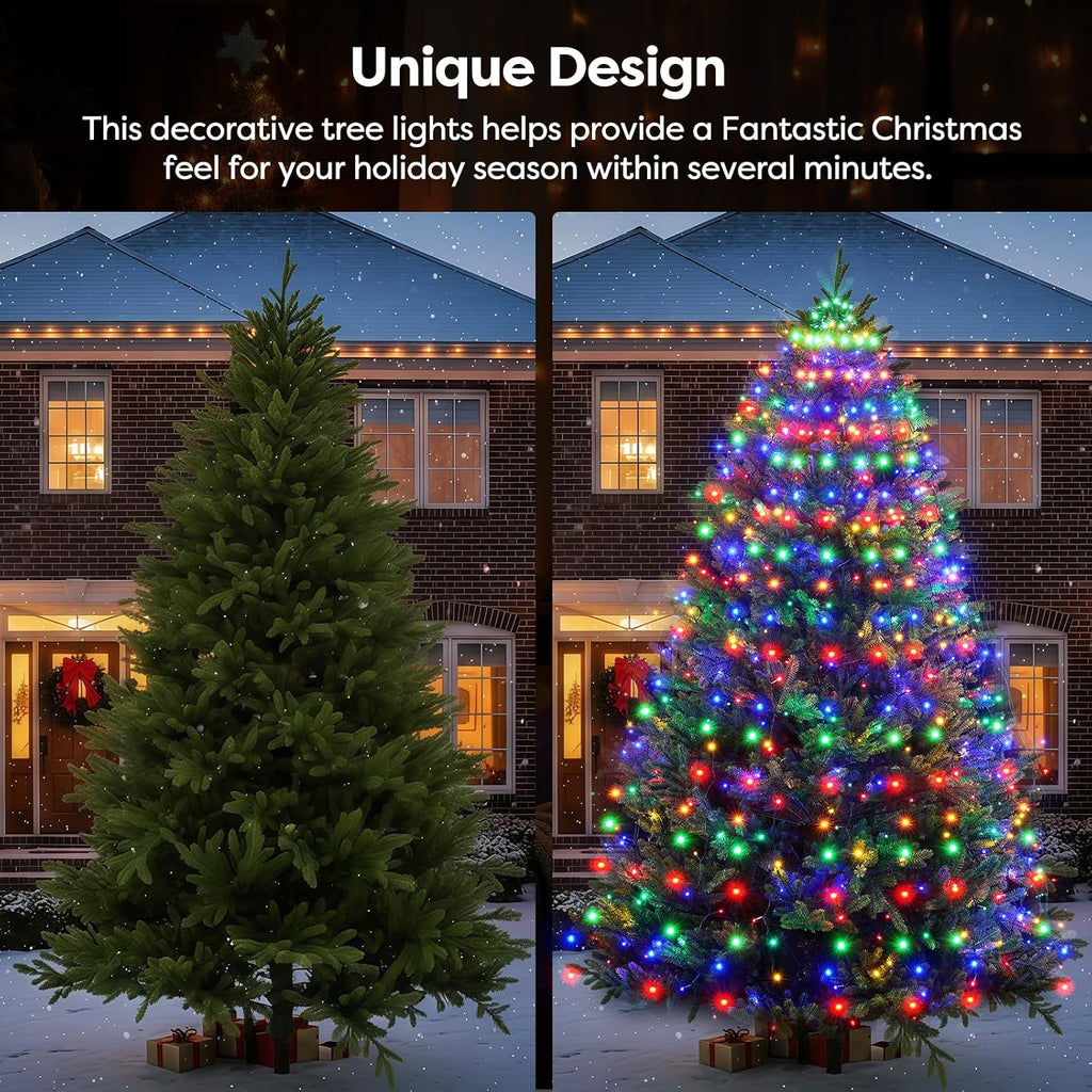 Christmas Tree Lights Multicolor Christmas Lights Outdoor Indoor 400Led 10 Lines with 8 Lighting Modes, Timer and