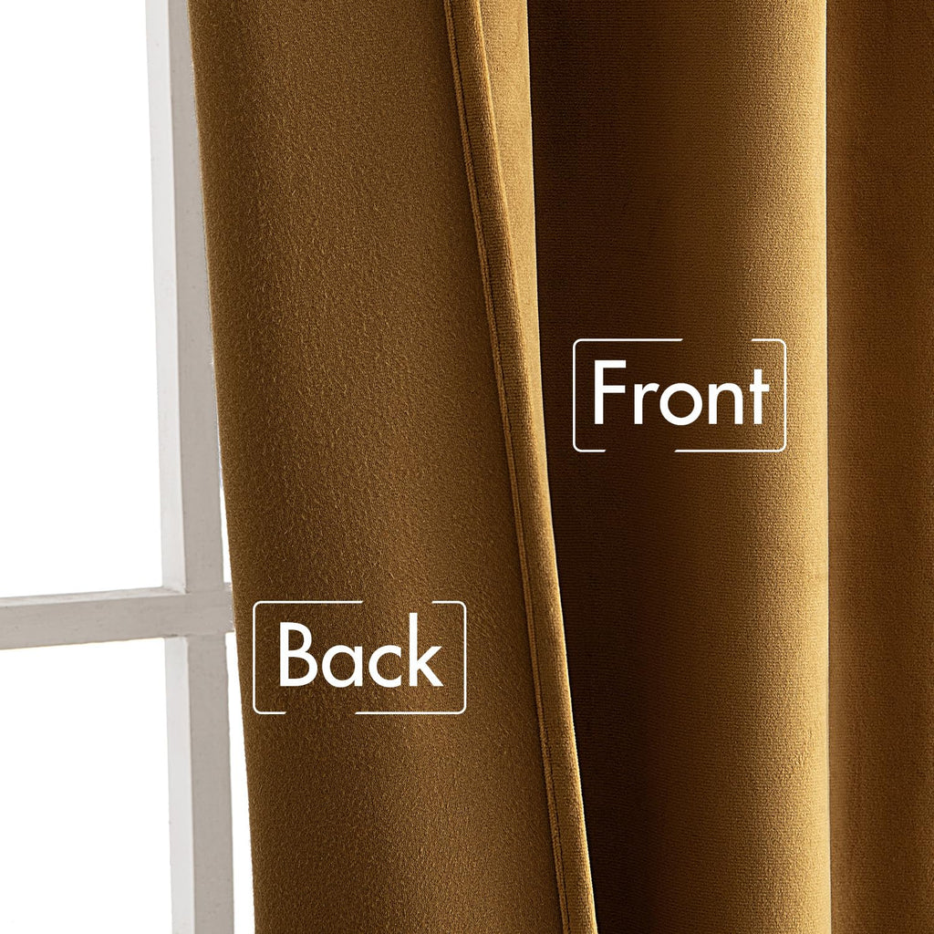 Velvet Curtains Extra Wide 72x84 inches Gold Curtains