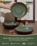 32 Piece Double Bowl Dinnerware Sets with Pasta Bowls, Highly Chip and Crack Resistant Plates and Bowls Sets
