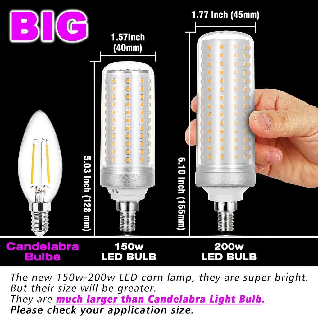E12 LED 150w Replacement Bulbs C7 2200lm,6000K Daylight Bright