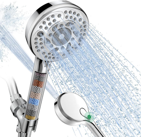 Filtered Shower Head with Handheld, 9-Spray Setting Detachable Showerhead with Filters, Shower Head for Hard Water
