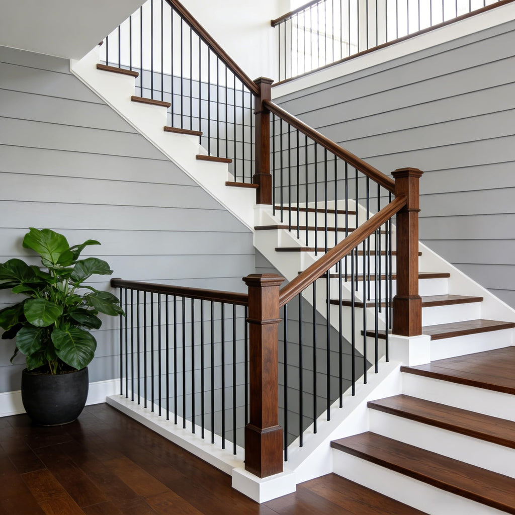 Iron Stair Balusters 5/8" Round Hollow Metal Wrought Iron Spindles for Indoor Staircase & Deck Railing 44" Long Plain
