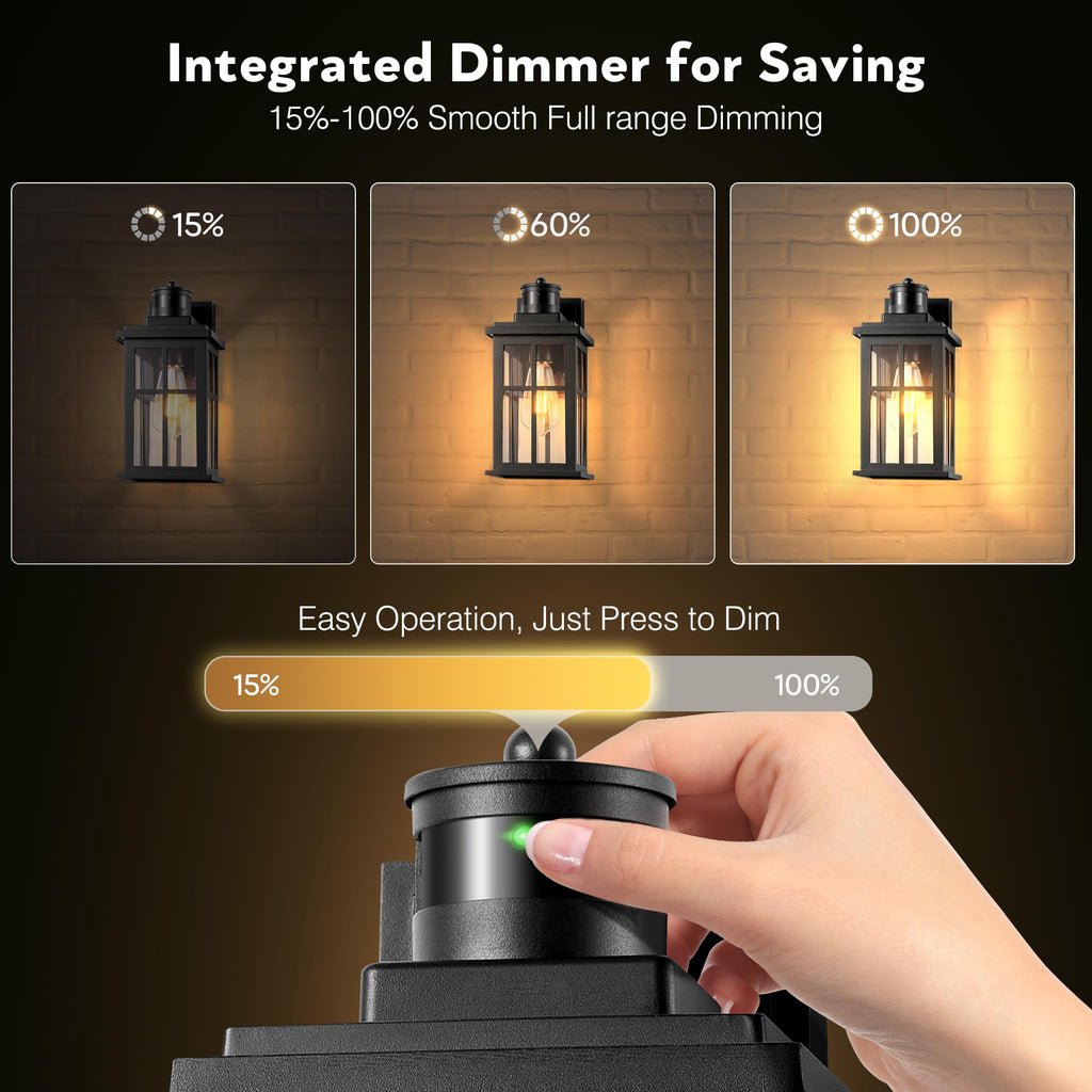 Motion Sensor Outdoor Lights, 2 Pack Outside Light Fixture Dusk to Dawn, Black Outdoor Motion Sensor Light, Anti-Rust