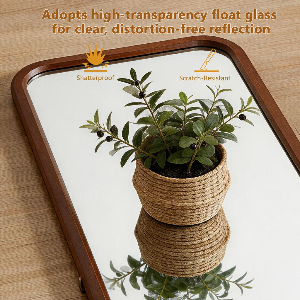 Walnut Wood Floor Mirror, 63 x 18 in
