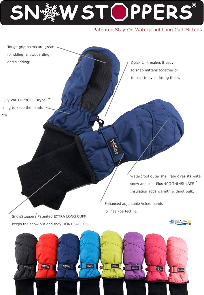 Kids Waterproof Long Cuff Winter Mittens